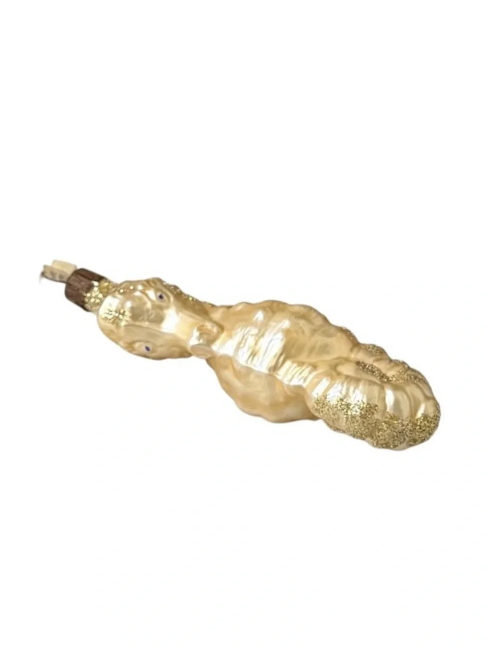Set of 3 Neiman Marcus Metallic Gold Blown Glass Seahorse and Seashell Ornaments
